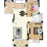 3室2厅3卫　128平米